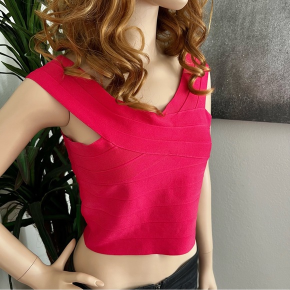 Guess Raspberry Red Bandage Crop Top - Picture 11 of 11